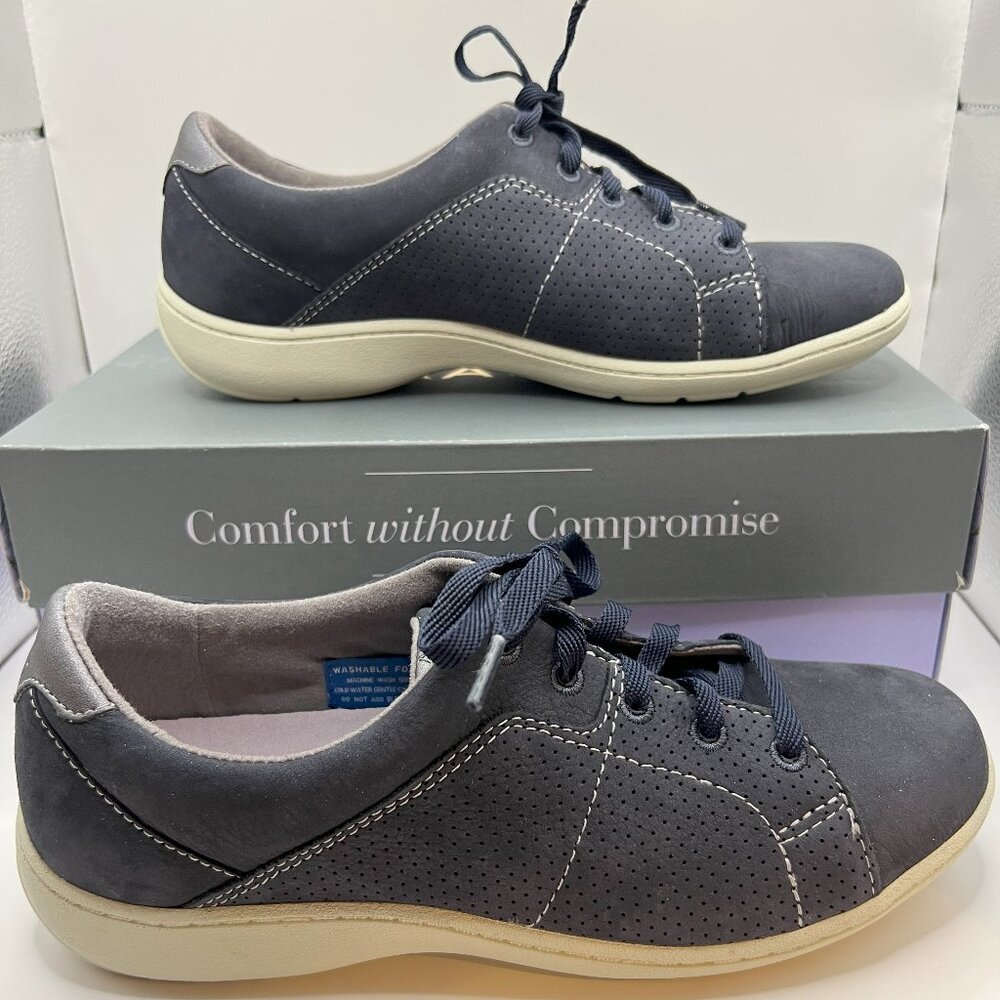 Women's Aravon Lia Tie Comfort Shoe Navy Blue, size 7.5 Comfort Sneakers